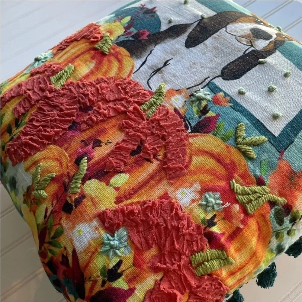 Pioneer Woman Pillow Harvest Pumpkin Charlie Hound Dog NWT Fall Autumn decor
